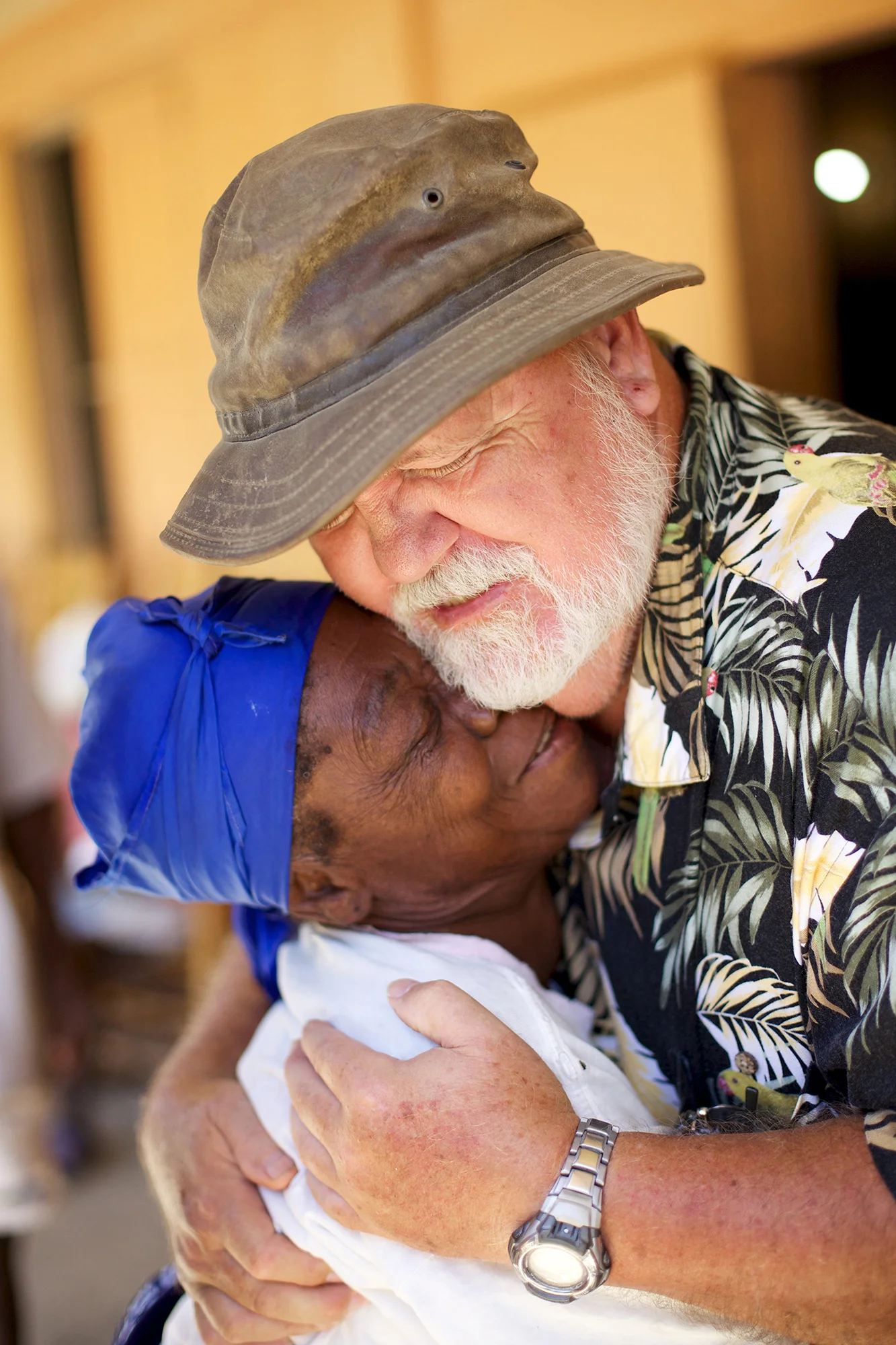 Larry Owen with children in Haiti